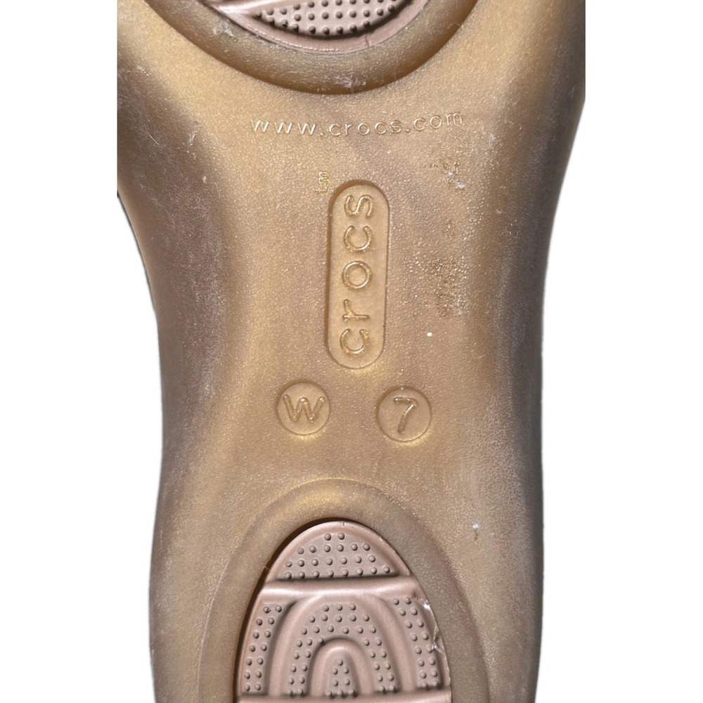Crocs Isabella Sandals Womens 7 US Strappy Jelly Mini Wedge Bronze Gold Glitter - Picture 6 of 7